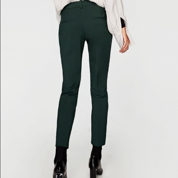 Zara Chino Trousers With Appliqués Green Emerald S - Picture 2 of 2